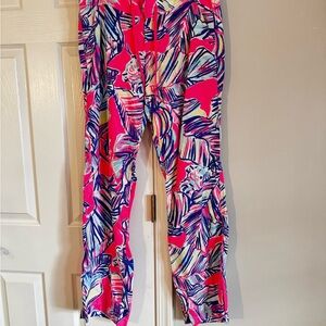 Lilly Pulitzer Pink and Blue Leaf Print pants
